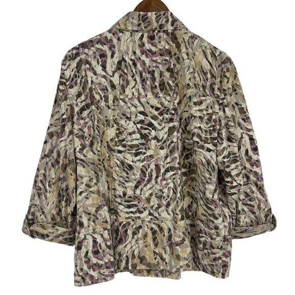 Chico's Trucker Style Animal Print Abstract Jacket Size 3 US XL - Picture 6 of 9